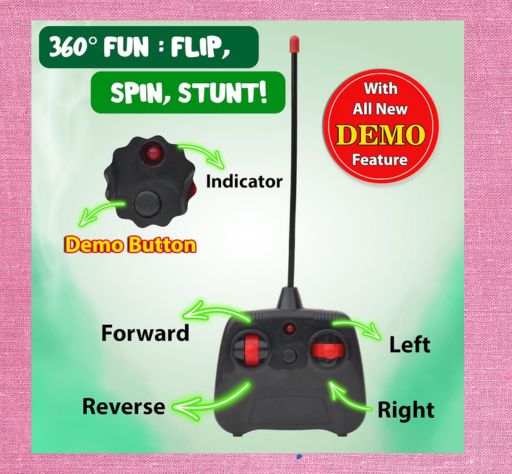360 Stunt Car Rechargebel Rechargeable 5 Functions 360° Rotating & Rolling Big Stunt Car Toy with USB Cable & Remote Controller — 4