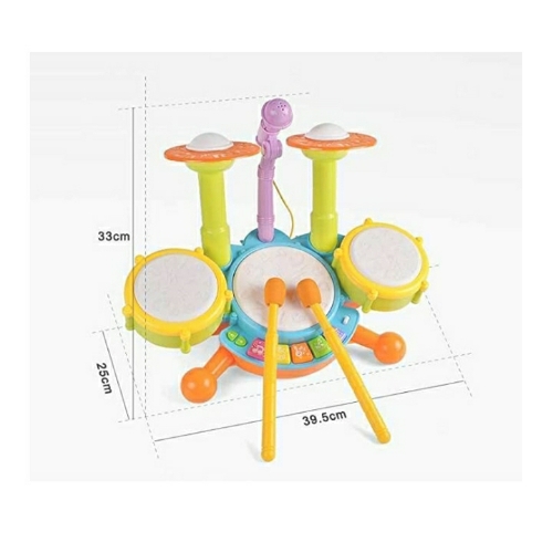 Musical drum set with piano keyboard 2 drum sticks beats flash ligh — 2