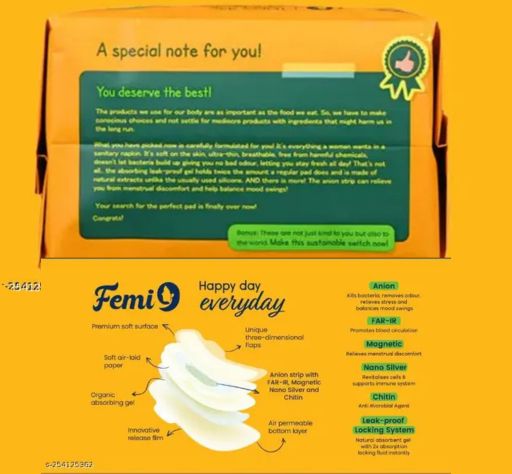 Femi9 Anion Sanitary Napkins: 320mm-XL- 10 Pads X 5 pack — 5