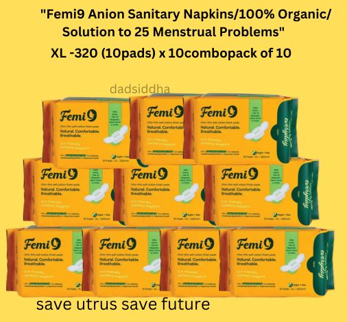 Femi9 Anion Sanitary Napkins: 320mm XL-10 PadsX 10 pack